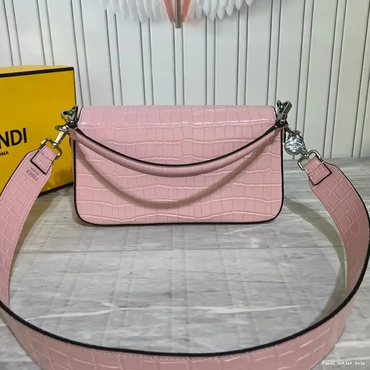 Cheap Tiffany Pink Medium Fendi Crocodile Bag In Leather Baguette 0523